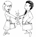 graphic of a man and a women shaking hands