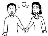graphic of a man and a women holding hands