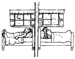 graphic of a couple sleeping in different beds