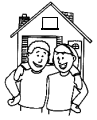 graphic of a couple in front of a house