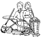 graphic of a man and a woman with cleaning material