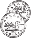 graphic of a loonie and a quarter