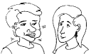 graphic of a person chewing gum while he is talking