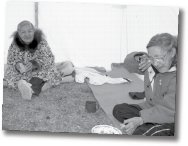 Two women making crafts