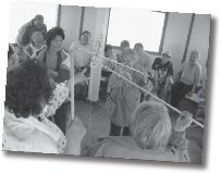 Group of people making crafts