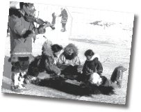 an inuit playing a violine