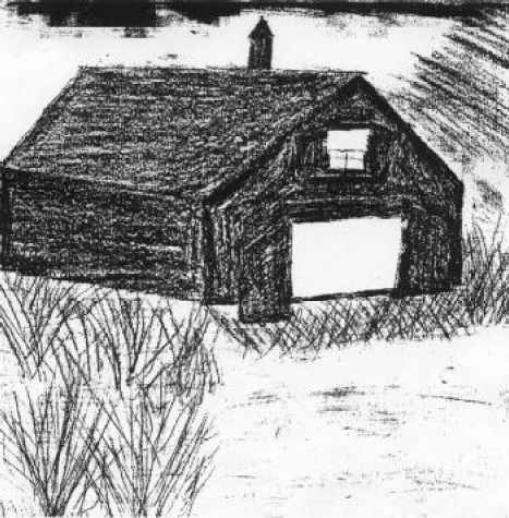 graphic of artwork of an old barn