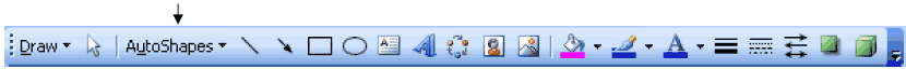 Drawing toolbar indicating Autoshapes menu button