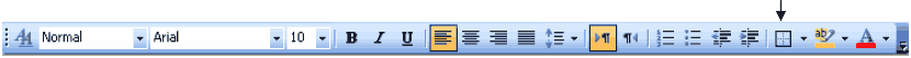 Formatting toolbar indicating Borders and Shading options button