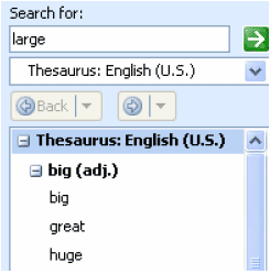 Thesaurus popup window