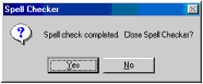 picture of a prompt box saying spell check complete