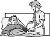 A nurse tending to a patient