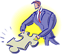 graphic: cartoon man with a piece of a puzzle