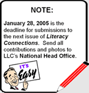 graphic: January 28, 2005 is the submission deadline for the next Literacy Connections