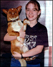 Melissa Parsons holding Buster the dog