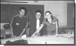 Graphic: a photograph of 3 people (left to right: Ashwin Abhyankar, Joe Brown and Angie Payne)