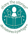 Graphic: the "Share the Stories" logo - a circle with an adult and 2 children reading an open book inside