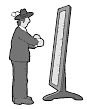 graphic: a man in front of a mirror