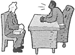 graphic image of two men having an interview