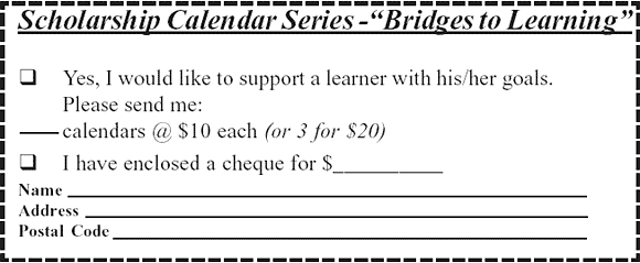 graphic order form for Calandar - "Bridges to Learning"