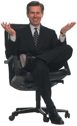 A businessman sitting down