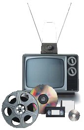 A television and various recording equipment