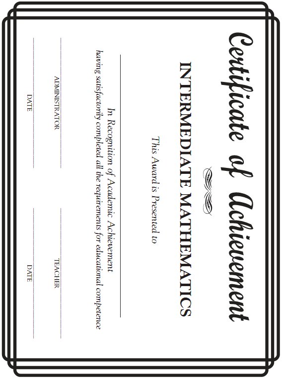 Certificate of Achievement - Intermediate Mathematics