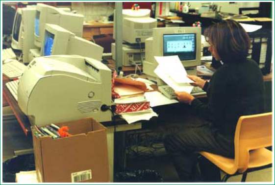 Woman working at a computer