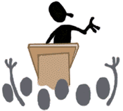 Character making a speech