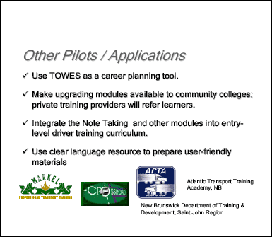 Other Pilots / Applications (continued)