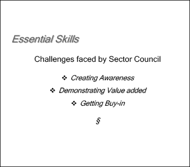 Essential Skills: Challenges faced by Sector Council