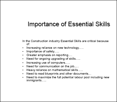 Importance of Essentiall Skills