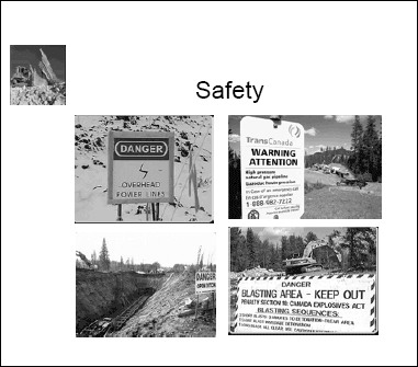 Safety: photos of various "Danger" signs