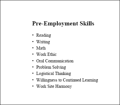 Pre-Employment Skills