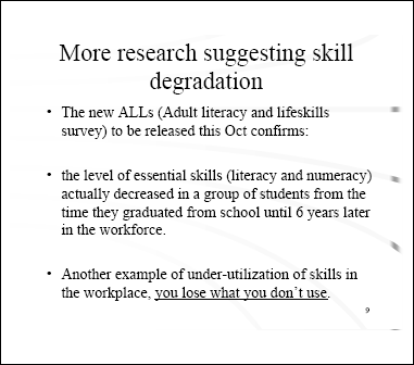 More research suggesting skill degradation