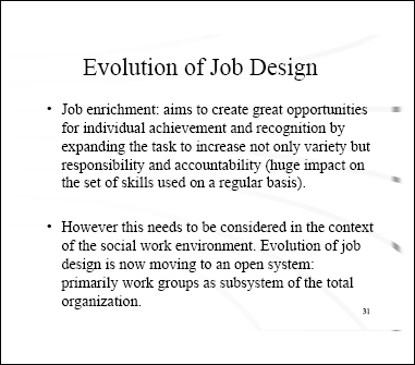 Evolution of Job Design