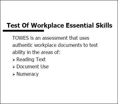 Test of Workplace Essential Skills