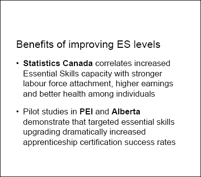 Benefits of improving Essential Skills levels