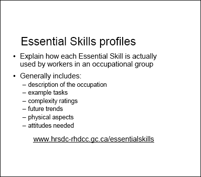 Essential Skills Profiles