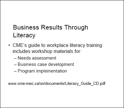 Business Results Through Literacy