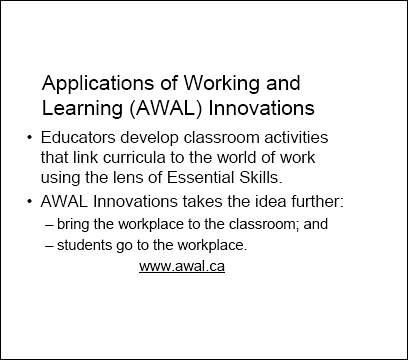 Applications of Working and Learning Innovations