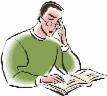 graphic of man reading a book