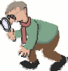 graphic of man with a magnifying glass searching for clues