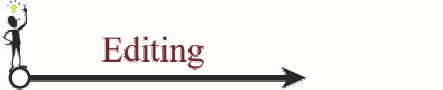 graphic of stick man standing on a right arrow below the word Editing