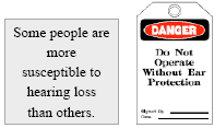 Some people are more susceptible to hearing loss than others. Danger, do not operate without ear protection.