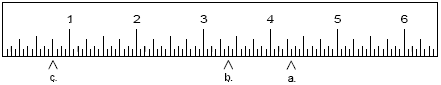 a. 4 and 5/16 inches, b. 3 and 3/8 inches and c. 3/4 inches