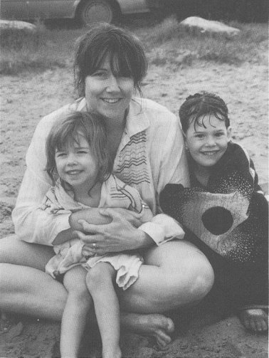 Jan and her daughters after a swim