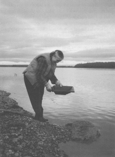 Lorna is panning for gold