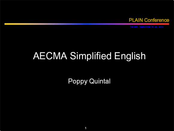 AECMA Simplified English - Slide 1