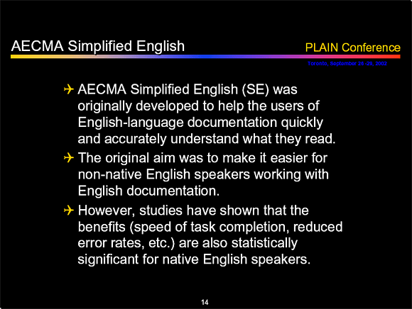 AECMA Somplified English - Slide 14